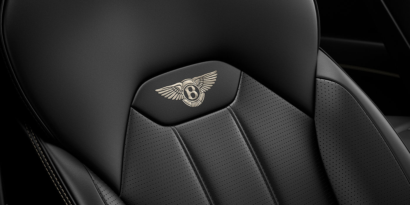 Bentley Copenhagen Bentley Bentayga SUV seat detail in Beluga black hide